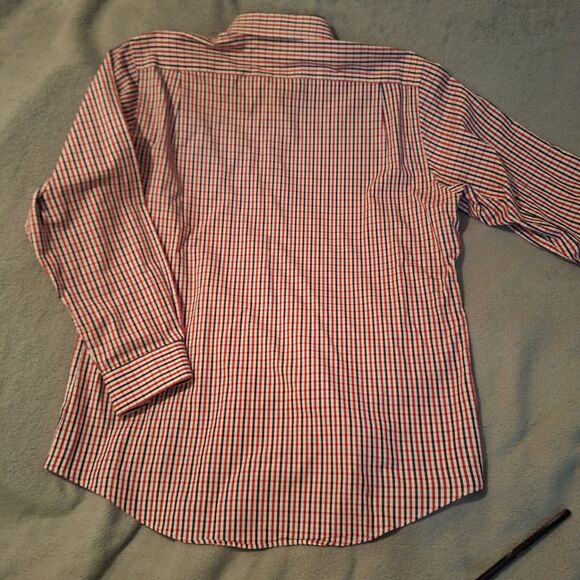 NORDSTROM RACK Long Sleeve Men 16.5 34/35 Traditional Fit Rd/Blk/Wht Gingham - Picture 12 of 13